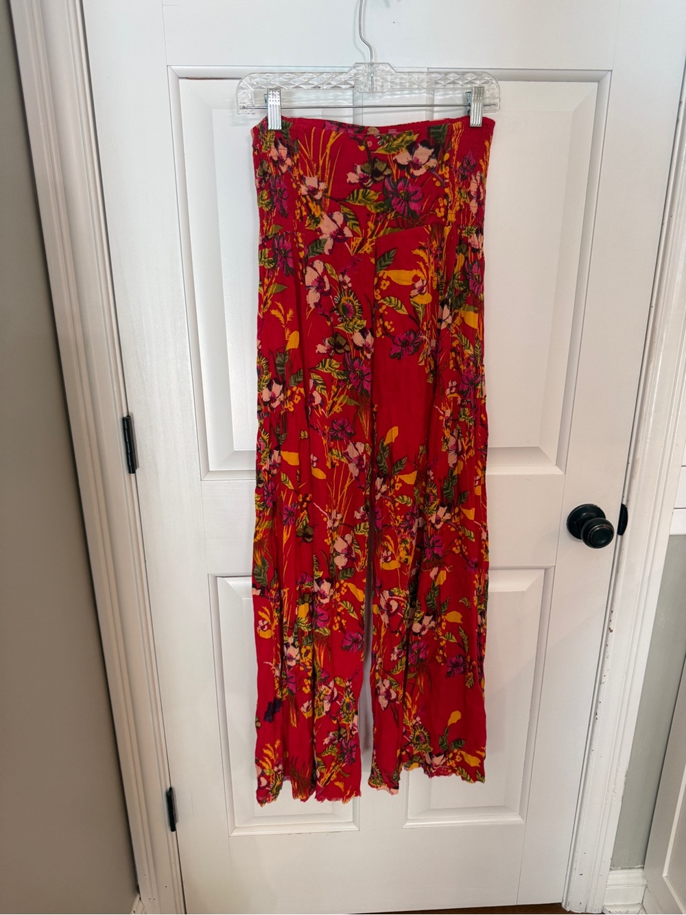 New! Free People FP One Aloha Printed Wide-Leg Pants Red Size S 25799 - Picture 11 of 16